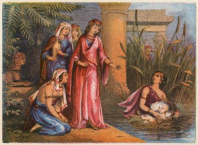 Moses in the Bulrushes by English School