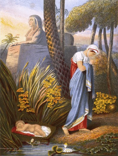 Moses Left Among the Flags by English School
