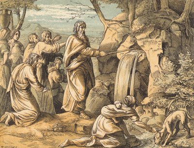 Moses Striking the Rock by English School