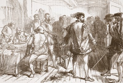 Mouchares band attacking the Protestants at the Hostelry in the Faubourg St. Germain by English School