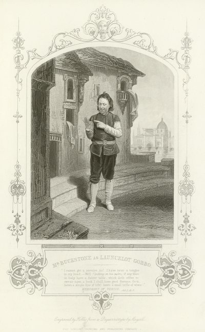 Mr Buckstone as Launcelot Gobbo, The Merchant of Venice by English School