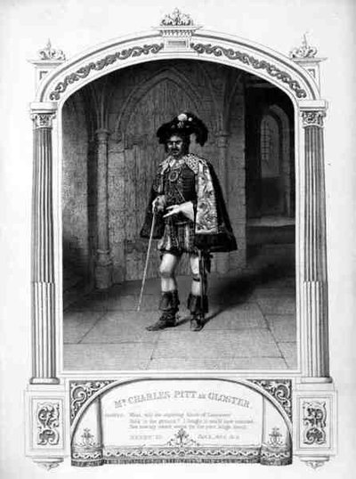 Mr Charles Pitt as Gloster, Act V Scene VI, in Henry VI (Part 3) by William Shakespeare by English School