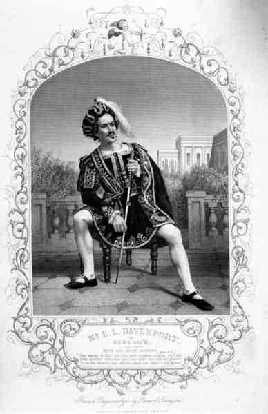 Mr E.L. Davenport as Benedick, Act II Scene 3, in Much Ado About Nothing, by William Shakespeare from a daguerreotype by Paine of Islington by English School