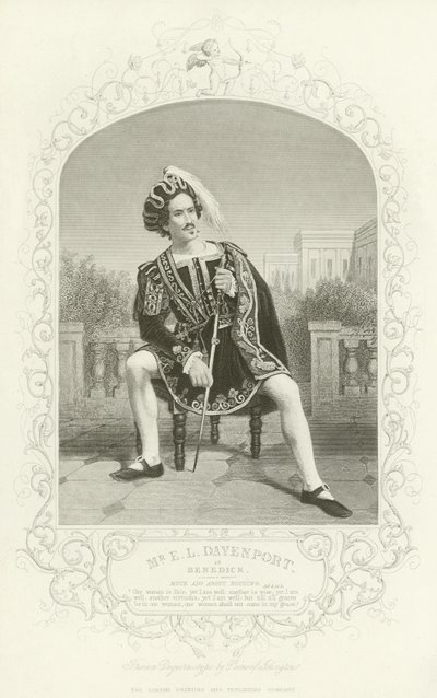 Mr E L Davenport as Benedick, Much Ado About Nothing, Act II, Scene III by English School