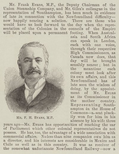 Mr F H Evans, MP by English School
