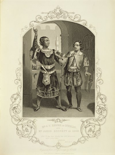 Mr. G. V. Brooke as Othello and James Bennett as Iago, Act III Scene 3, in Othello by William Shakespeare by English School