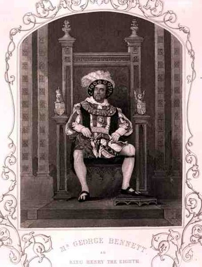 Mr George Bennett as King Henry the Eighth, in the play by William Shakespeare (engraving) by English School