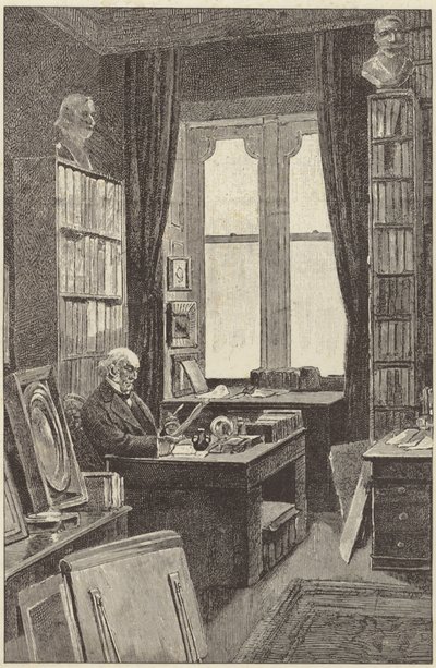 Mr Gladstone in his library at Hawarden Castle by English School