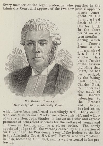 Mr Gorell Barnes, New Judge of the Admiralty Court by English School