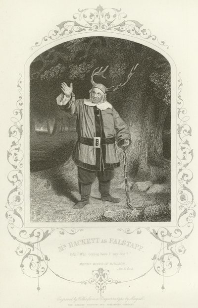 Mr Hackett as Falstaff, The Merry Wives of Windsor, Act V, Scene V by English School