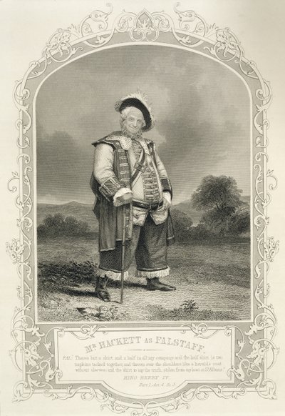 Mr Hackett as Falstaff, in Henry IV (Part 1) Act IV Scene 3, by William Shakespeare by English School