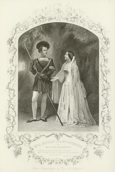 Mr L Murray and Mrs Stirling as Orlando and Rosalind, As You Like It, Act V, Scene IV by English School