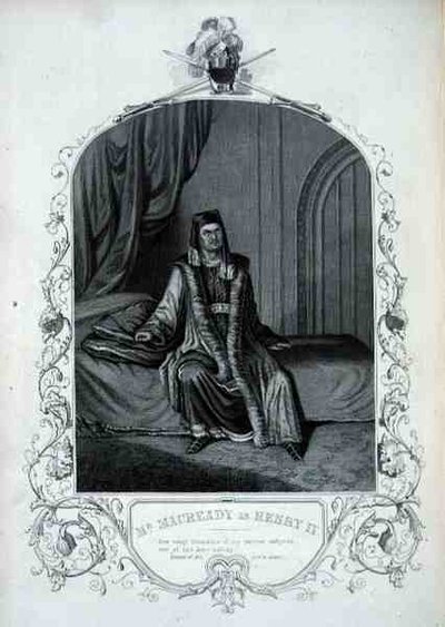 Mr Macready as Henry IV, Act III Scene 1, in Henry IV by William Shakespeare (1564-1616) by English School