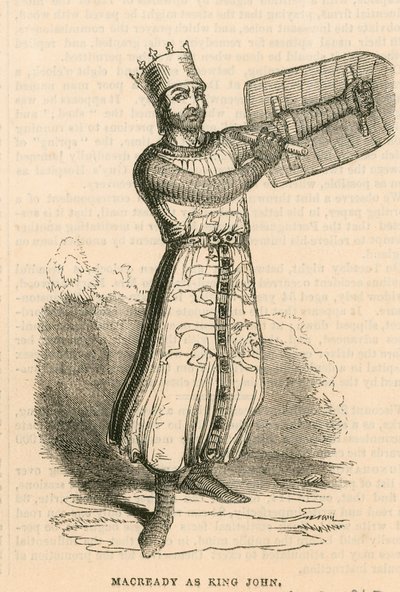Mr Macready in the title role of the play King John, Drury Lane Theatre, London by English School