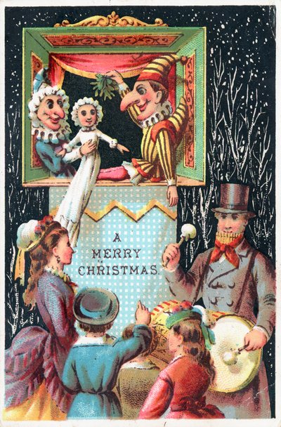 Mr Punch Holding Mistletoe by English School