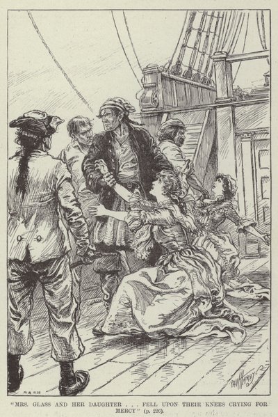 Mrs Glass and Her Daughter Fell Upon Their Knees Crying for Mercy by English School