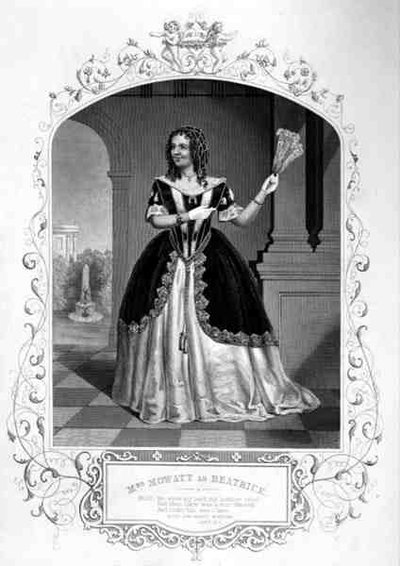Mrs Mowatt as Beatrice, Act II Scene 1, in Much Ado About Nothing, by William Shakespeare by English School