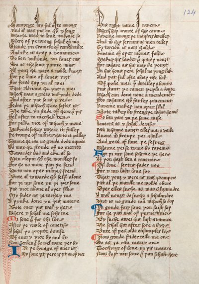 Confessio Amantis by John Gower (Ms326 f124r) by English School