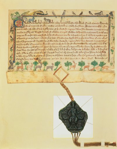 Free Warren Charter, Grant of Game Rights by Edward I to Roger de Pilkington by English School