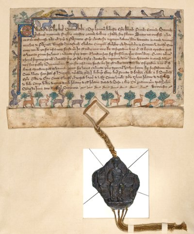 Free Warren Charter, grant of game rights by Edward I to Roger de Pilkington, c.1291 by English School