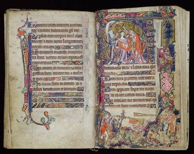 The Anointing of David, historiated D initial from the Macclesfield Psalter, Use of Sarum, East Anglia, c.1330 by English School