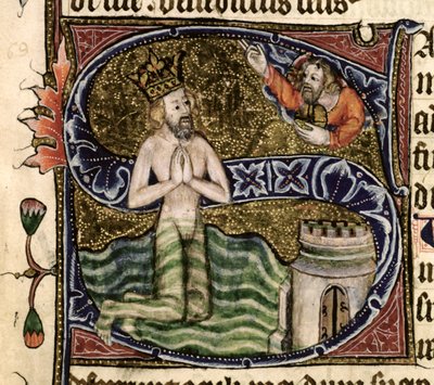 Psalm 68, David drowning, from the Ramsey Abbey Psalter by English School