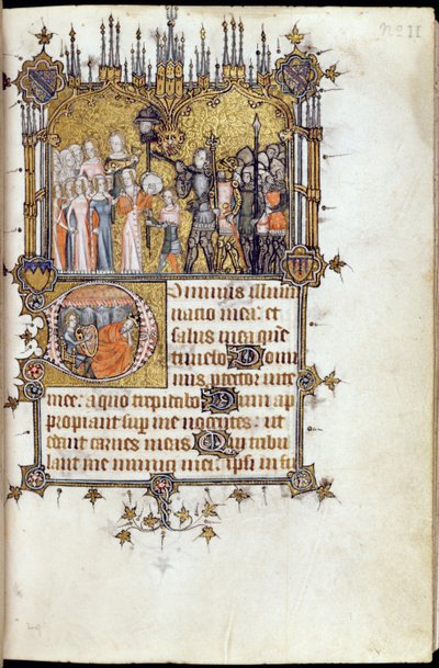 David at the head of a procession carrying Goliath
