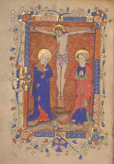 Crucifixion with St. Mary and St. John the Baptist from the Missal of St. Botolph Aldersgate (c.1420-30) by English School