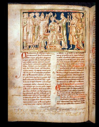 Edward the Confessor (1004-66), miniature from Flores Historiarum, by Matthew Paris, 1250-52 by English School
