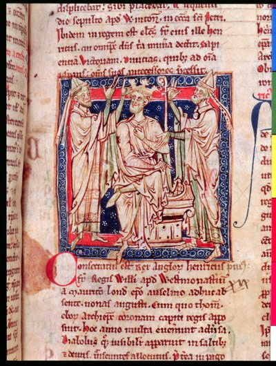 Henry I (1068-1135), miniature from Flores Historiarum, by Matthew Paris, 1250-52 by English School