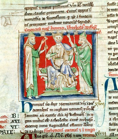 Henry II (1133-89), miniature from Flores Historiarum, by Matthew Paris, 1250-52 by English School