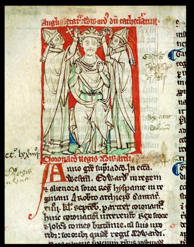 Edward I (1239-1307), miniature from Flores Historiarum, by Matthew Paris, 1250-52 by English School