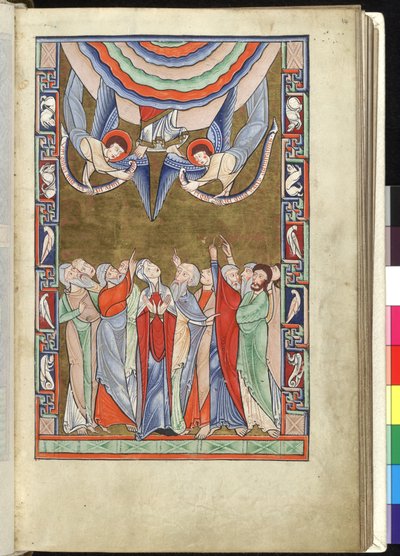 The Ascension, from the Hunterian Psalter, c.1170 by English School