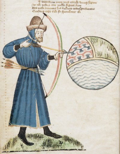 Archer Firing at a Globe, from Vox Clamatis by John Gower by English School