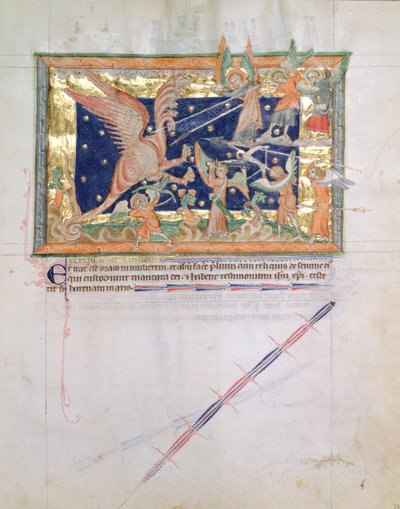 The Dragon Waging War with the Faithful, from the Gulbenkian Apocalypse, c.1265-70 by English School