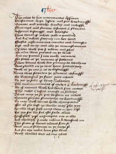 Ms. New Coll 314, f19r, The Canterbury Tales by Geoffrey Chaucer by English School
