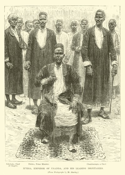 Mtesa, Emperor of Uganda, and his leading dignitaries by English School