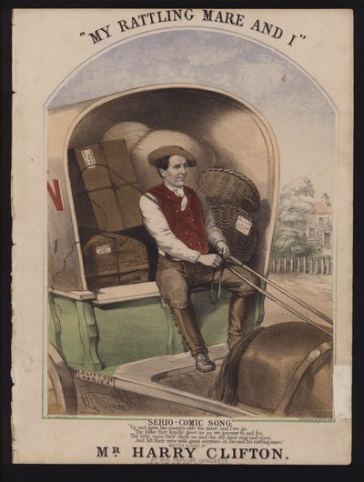 My Rattling Mare and I, Serio-Comic Song by Harry Clifton, Victorian Sheet Music Cover by English School