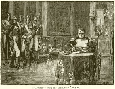 Napoleon signing his Abdication by English School