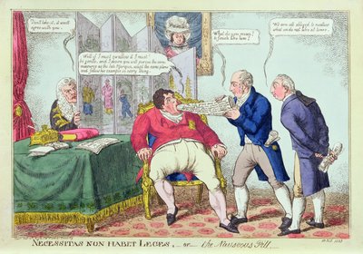 Necessitas Non Habet Leges, or the Nauseous Pill (hand-coloured engraving) by English School