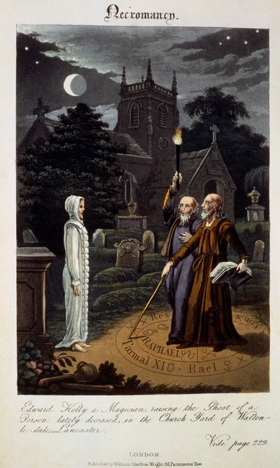 Necromancy: Edward Kelly, a magician, raising the Ghost of a Person lately deceased, in the Church Yard of Walton-le-dale, Lancaster, from 