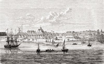 New Amsterdam, a 17th-century Dutch settlement on the southern tip of Manhattan Island, America, from Ward and Lock