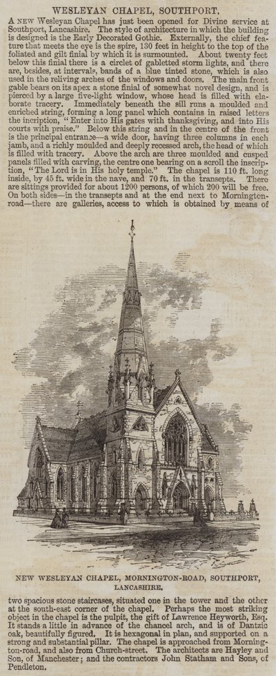 New Wesleyan Chapel, Mornington-Road, Southport, Lancashire by English School