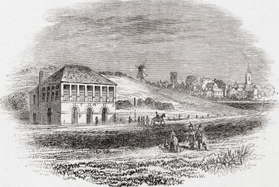 Newmarket Racecourse, Newmarket, England in the Time of Charles I, from Old England: A Pictorial Museum, pub. 1847 by English School