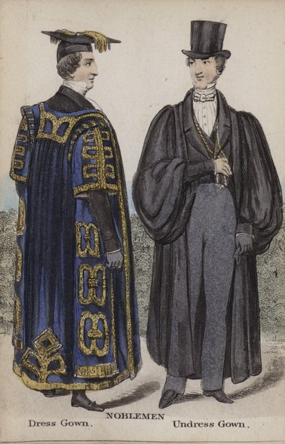 Noblemen at Cambridge, Dress Gown, Undress Gown by English School