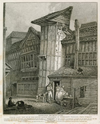 North East View of an Old House Lately Standing in Sweedons Passage, Grub Street by English School