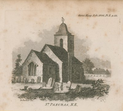 North East View of the Church of St Pancras by English School