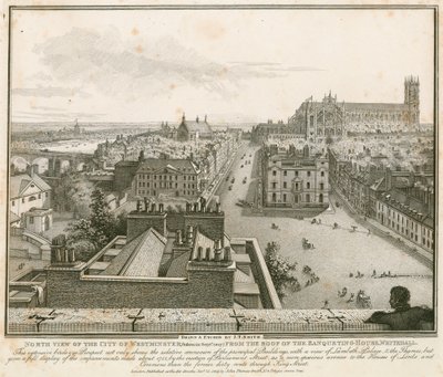 North View of Westminster from the Roof of the Banqueting House, Whitehall by English School