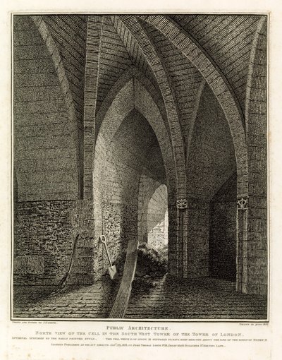 North View of the Cell in the South West Tower of the Tower of London by English School