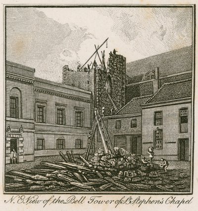 North west view of the Bell Tower of St Stephens Chapel by English School